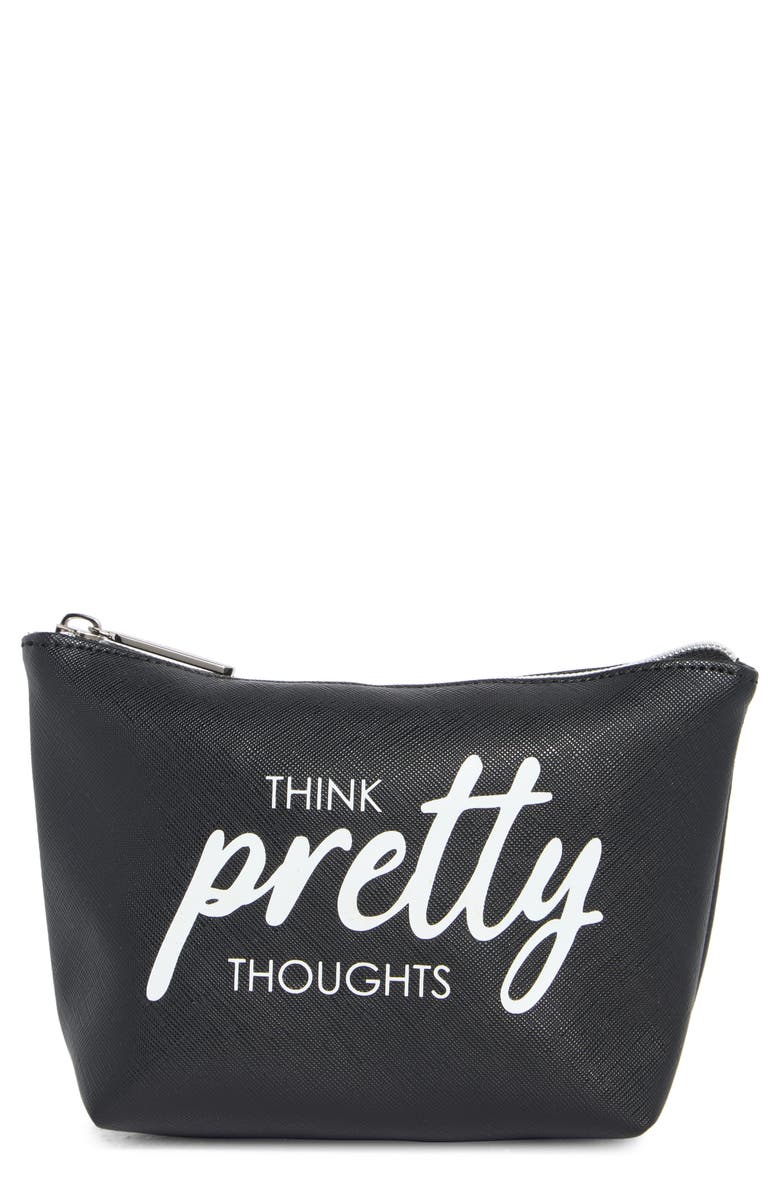 BCBG Think Pretty Thoughts Cosmetic Case, Main, color, Black