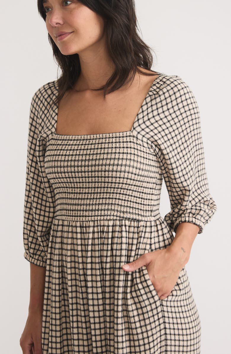Marine Layer Ivy Smocked Bodice Maxi Dress, Alternate, color, Windowpane