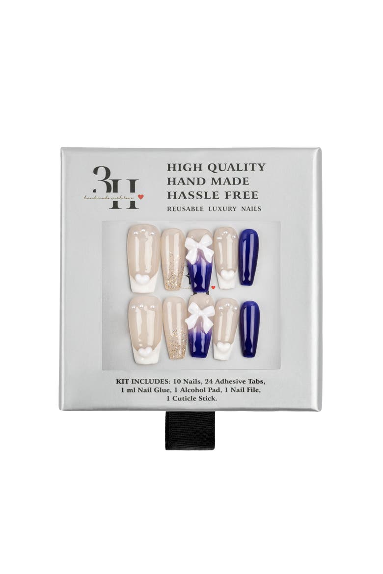 Winter Wonderland Bliss- Premium Handmade Press On Nails, Main, color, Blue/Beige