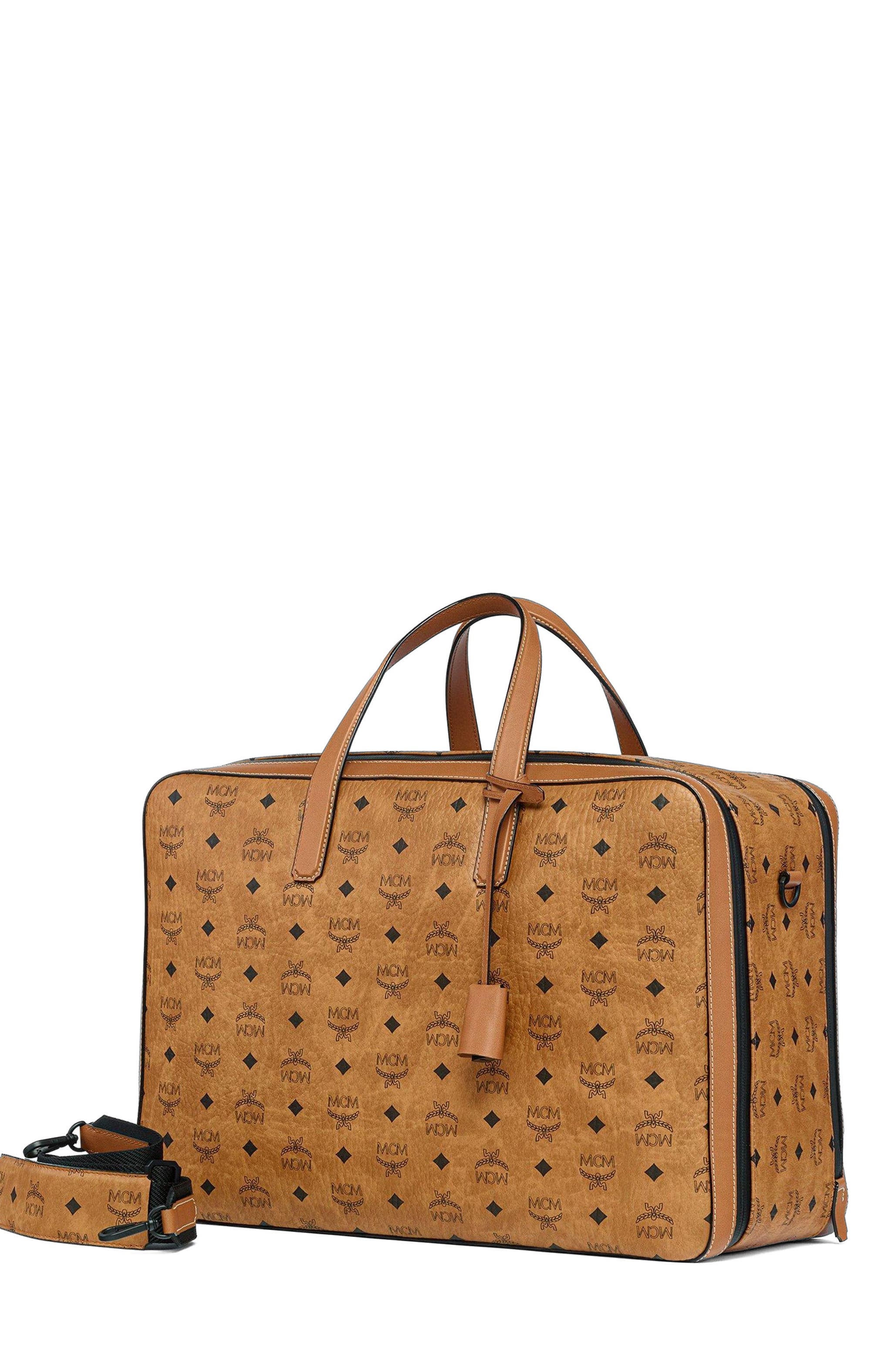 MCM Ottomar Garment Bag in Visetos, Alternate, color, Cognac