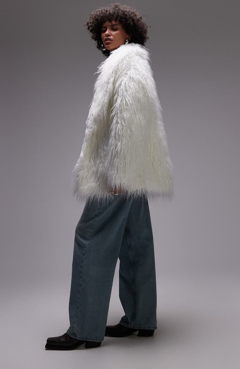 Topshop Shag Faux Fur Jacket, Alternate, color,