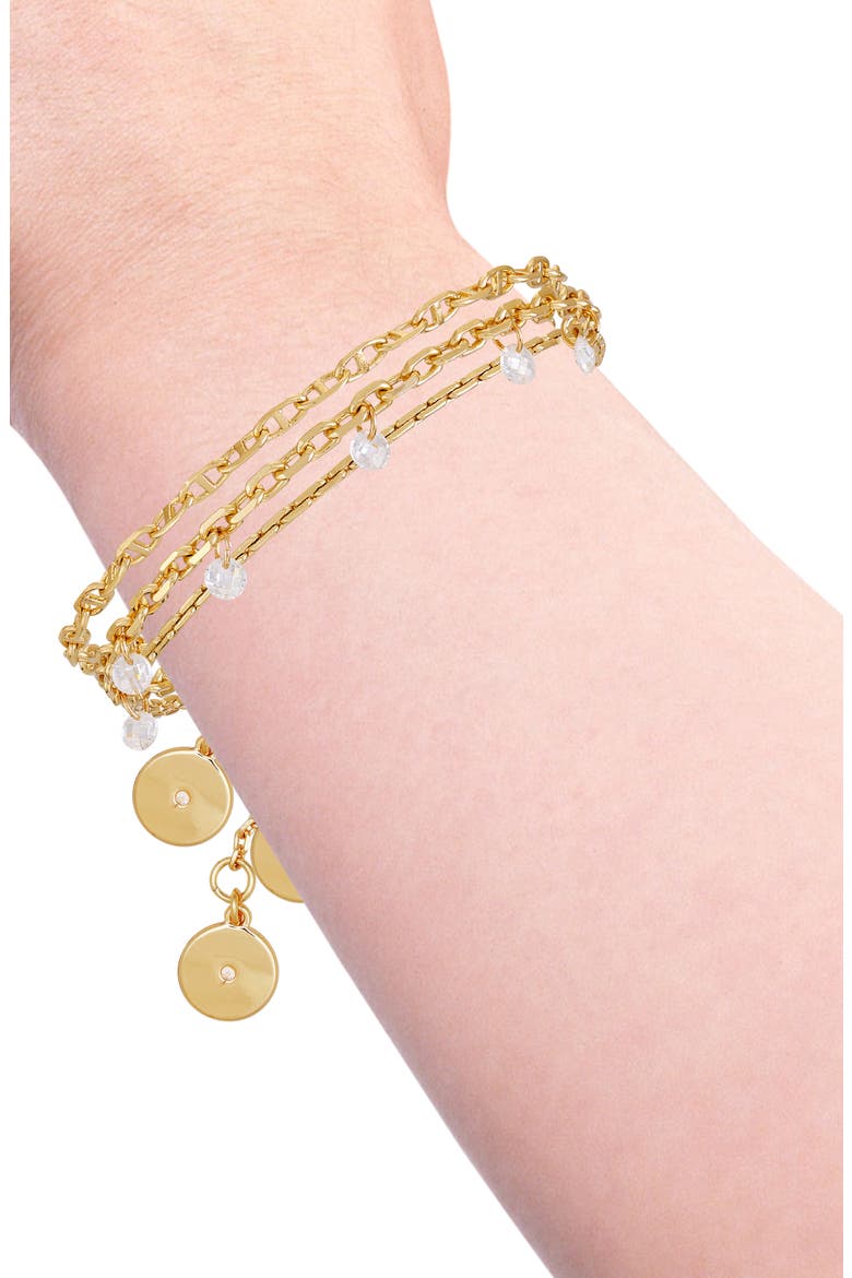 Set of 3 Chain Bracelets, Alternate, color, GOLD TONE