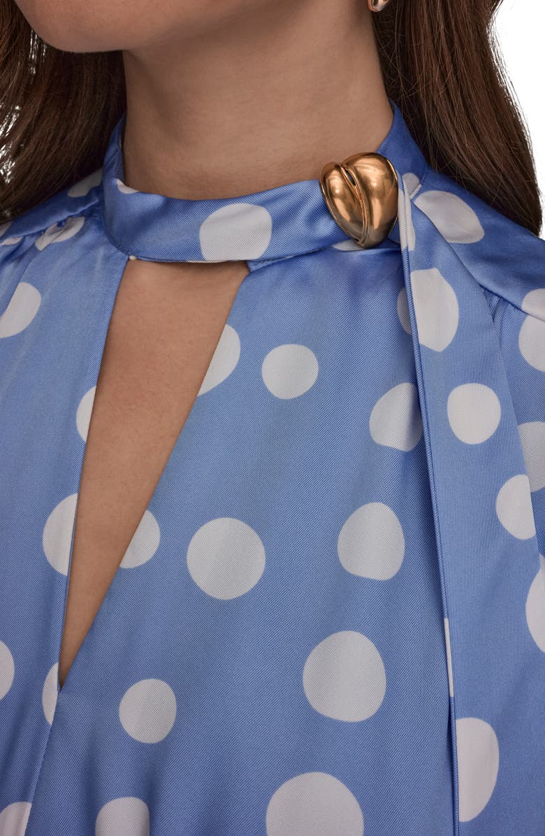 Donna Karan New York Print Scarf Sleeveless Midi Dress, Alternate, color, Cielo/ Cream