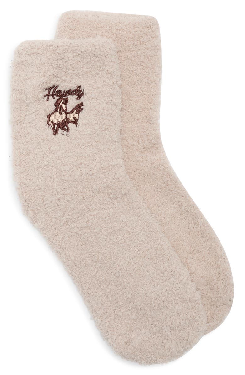WORN/WEST Howdy Horse Cozy Crew Socks, Main, color, Sand