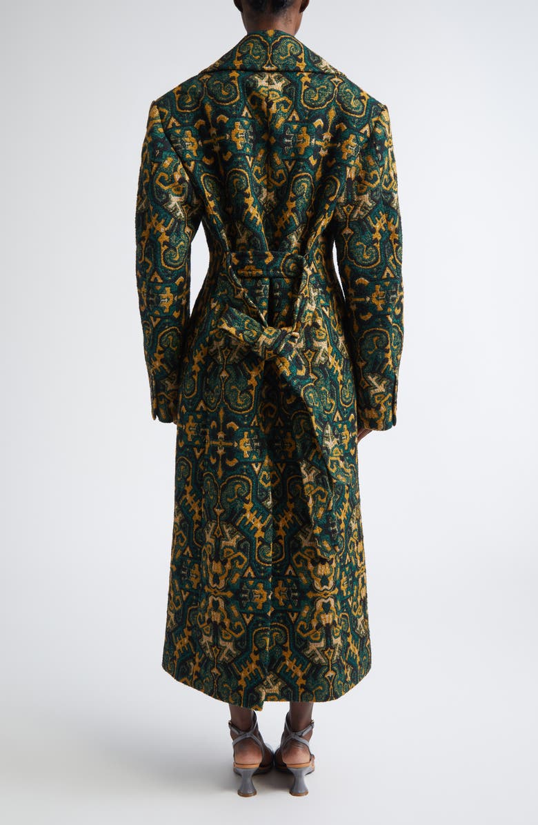 Dries Van Noten Rafaella Geo Print Belted Coat, Alternate, color, Bottle