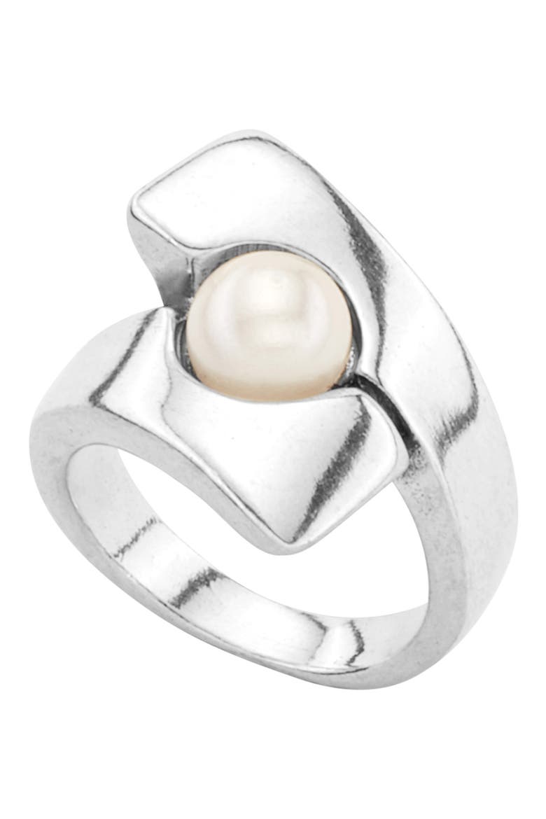 Poles Apart Imitation Pearl Ring, Main, color, SILVER