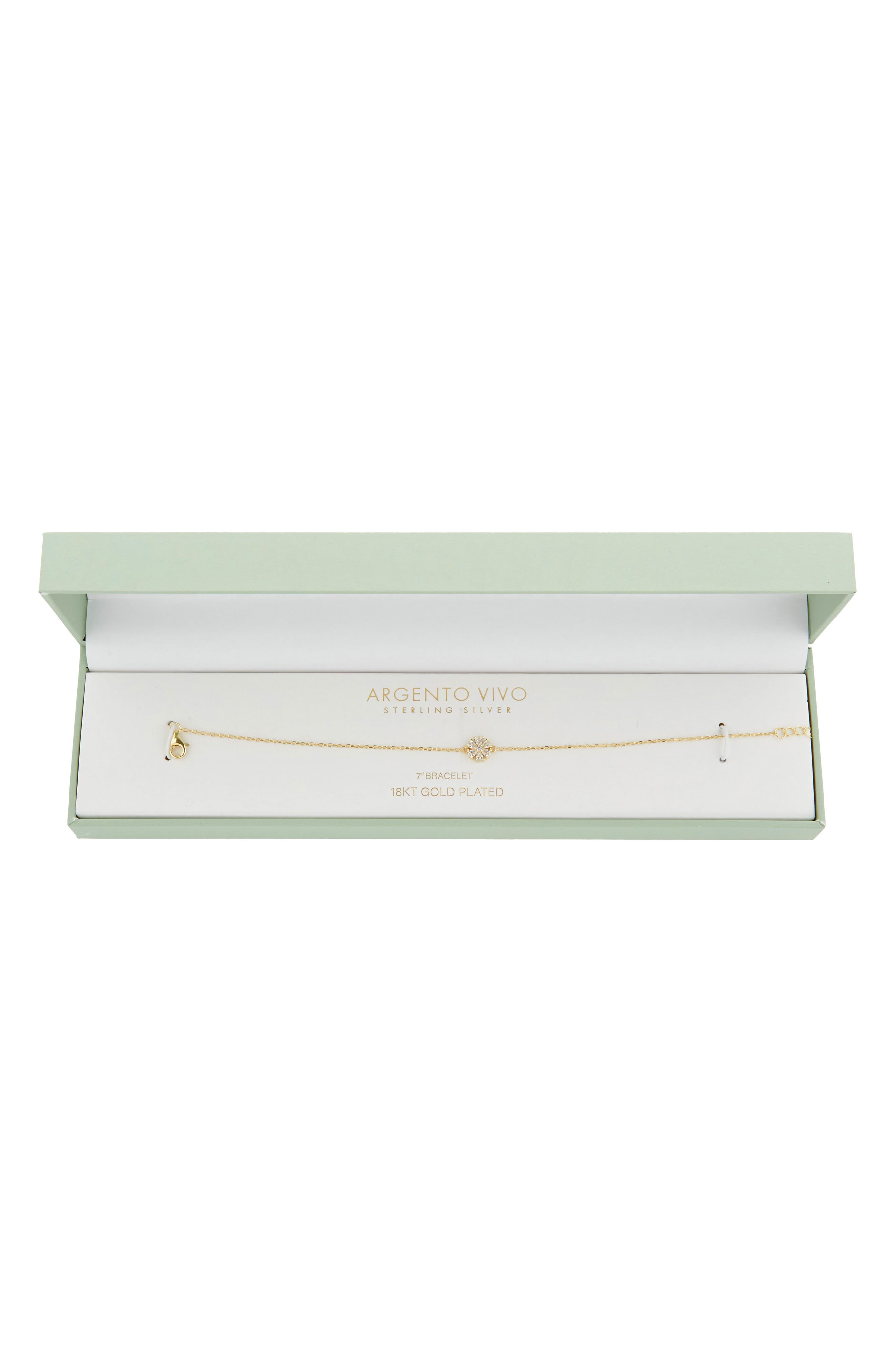 Argento Vivo Sterling Silver Cubic Zirconia Flower Bracelet