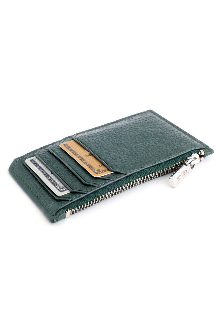 Leather Zip Card Case, Alternate, color, DARK GREEN