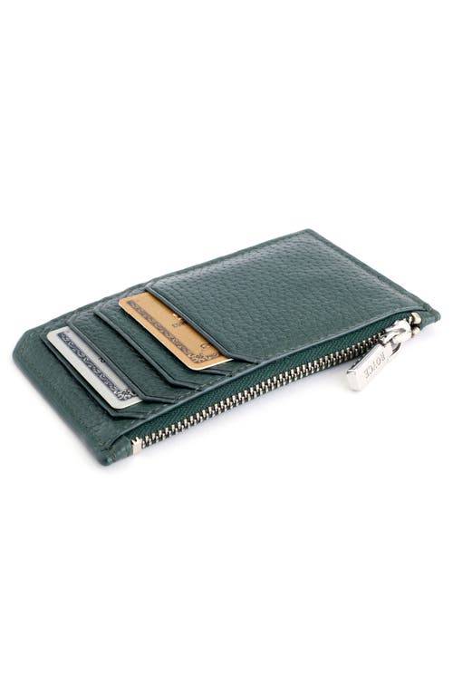 Royce New York Leather Zip Card Case In Dark Green