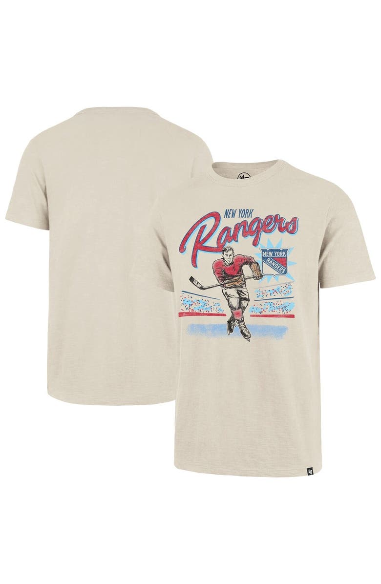 '47 Men's '47 Natural New York Rangers Hockey Player Golden Age Scrum T-Shirt, Alternate, color,