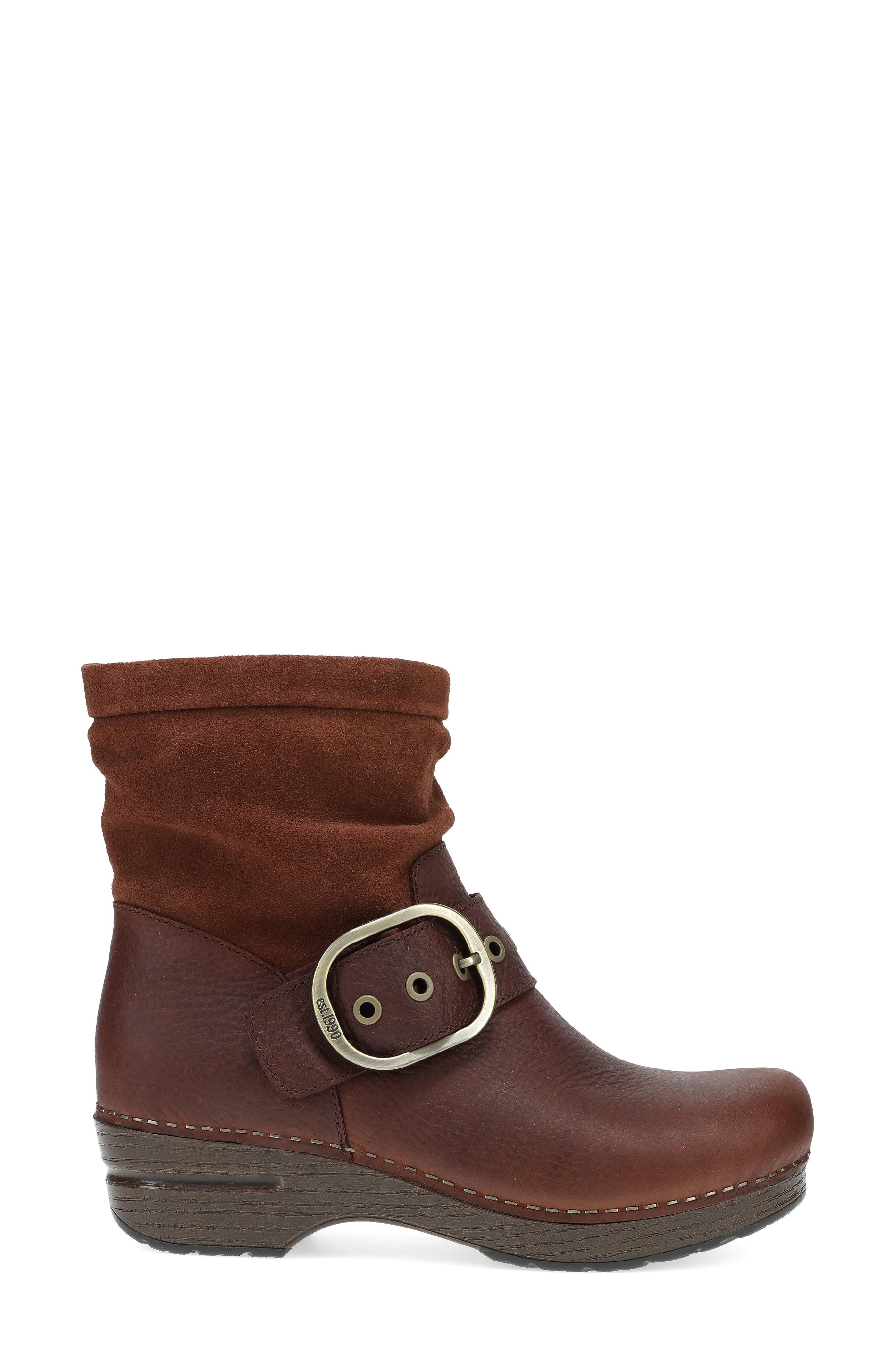 Pearson Leather Clog Boot, Alternate, color, MAHOGANY