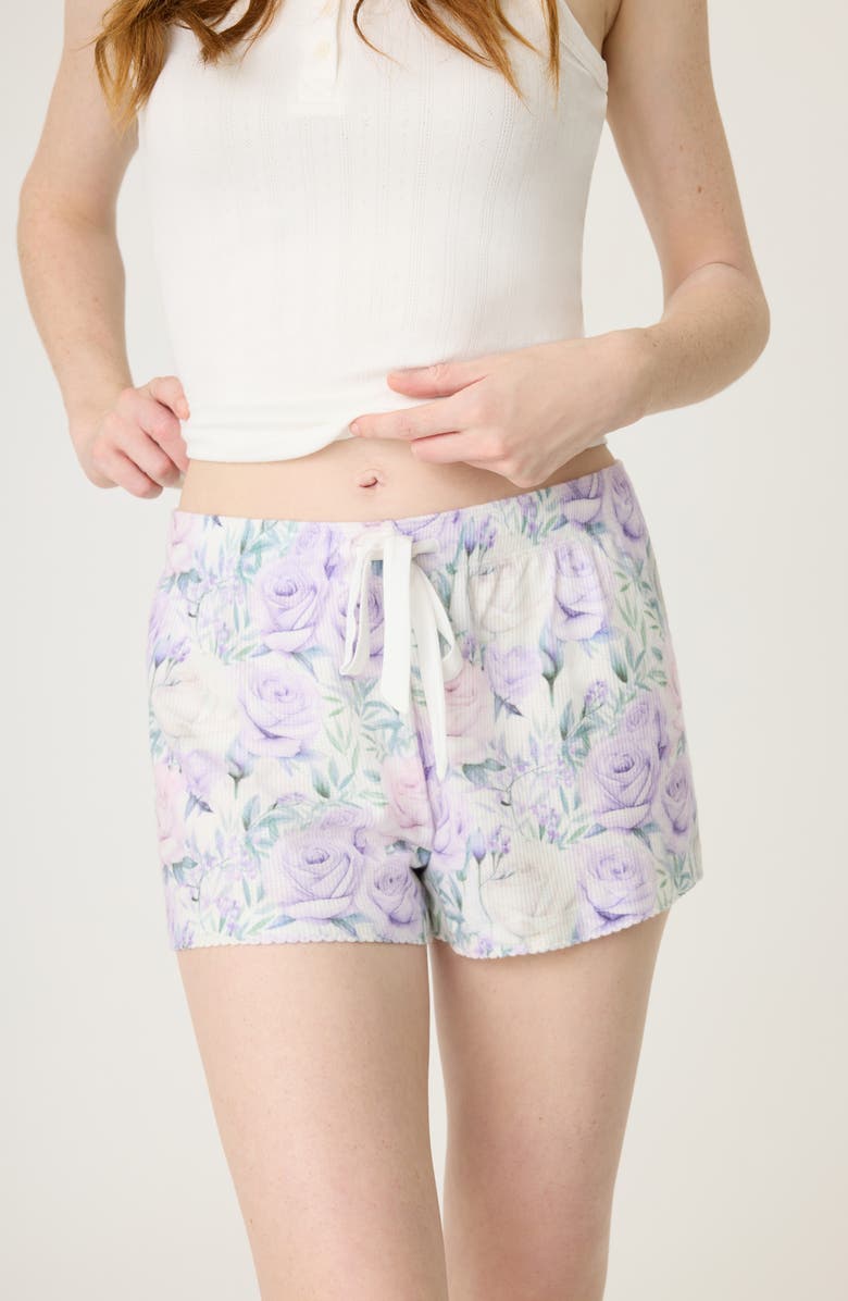 PJ Salvage Violet Rose Thermal Pajama Shorts, Alternate, color, Ivory