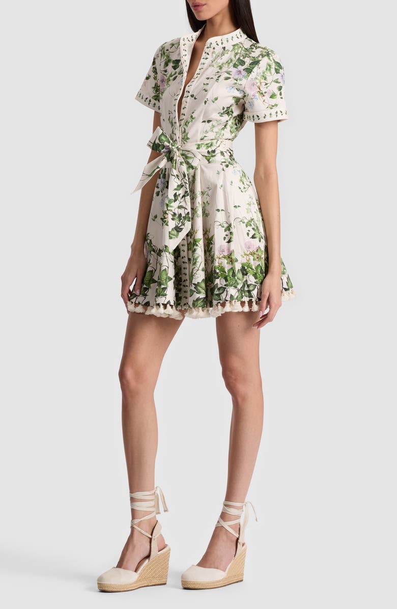 Alice + Olivia Lucy Stretch Cotton Mini Shirtdress, Main, color, Ivy Romance