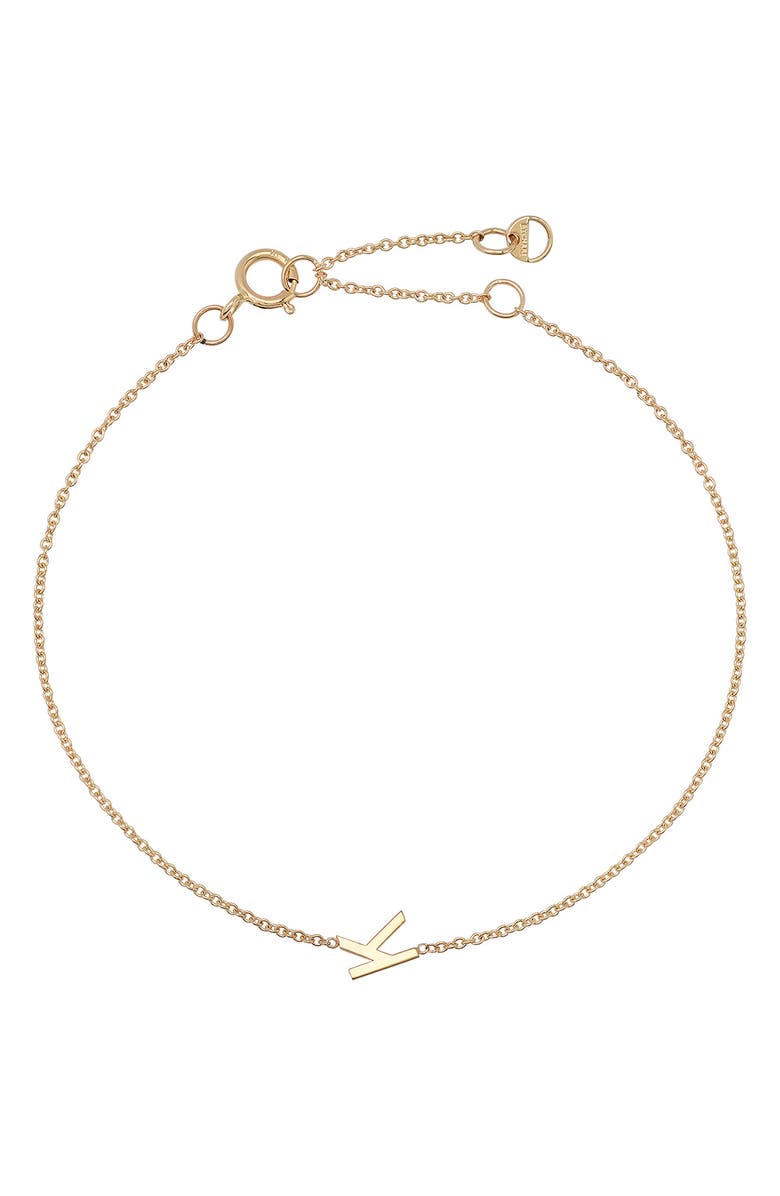 BYCHARI Initial Pendant Bracelet, Main, color, 14K Yellow Gold-K
