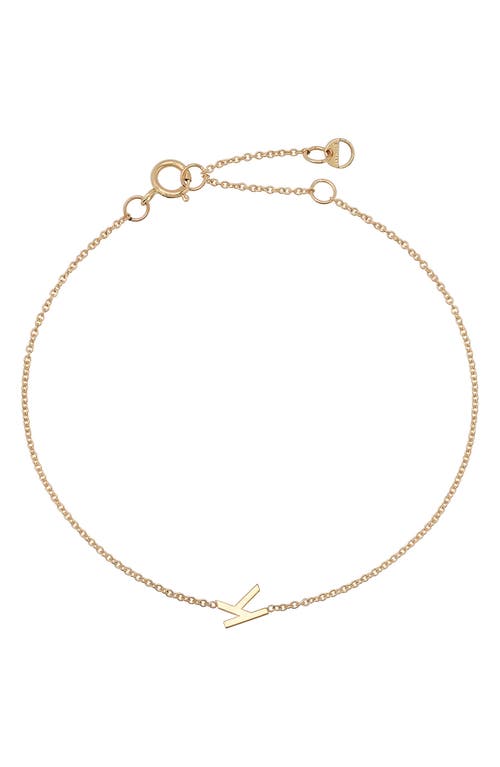 BYCHARI Initial Pendant Bracelet in 14K Yellow Gold-K 