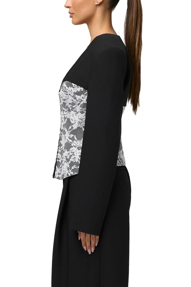 Stretch Lace Inset Blazer, Alternate, color, BLACK