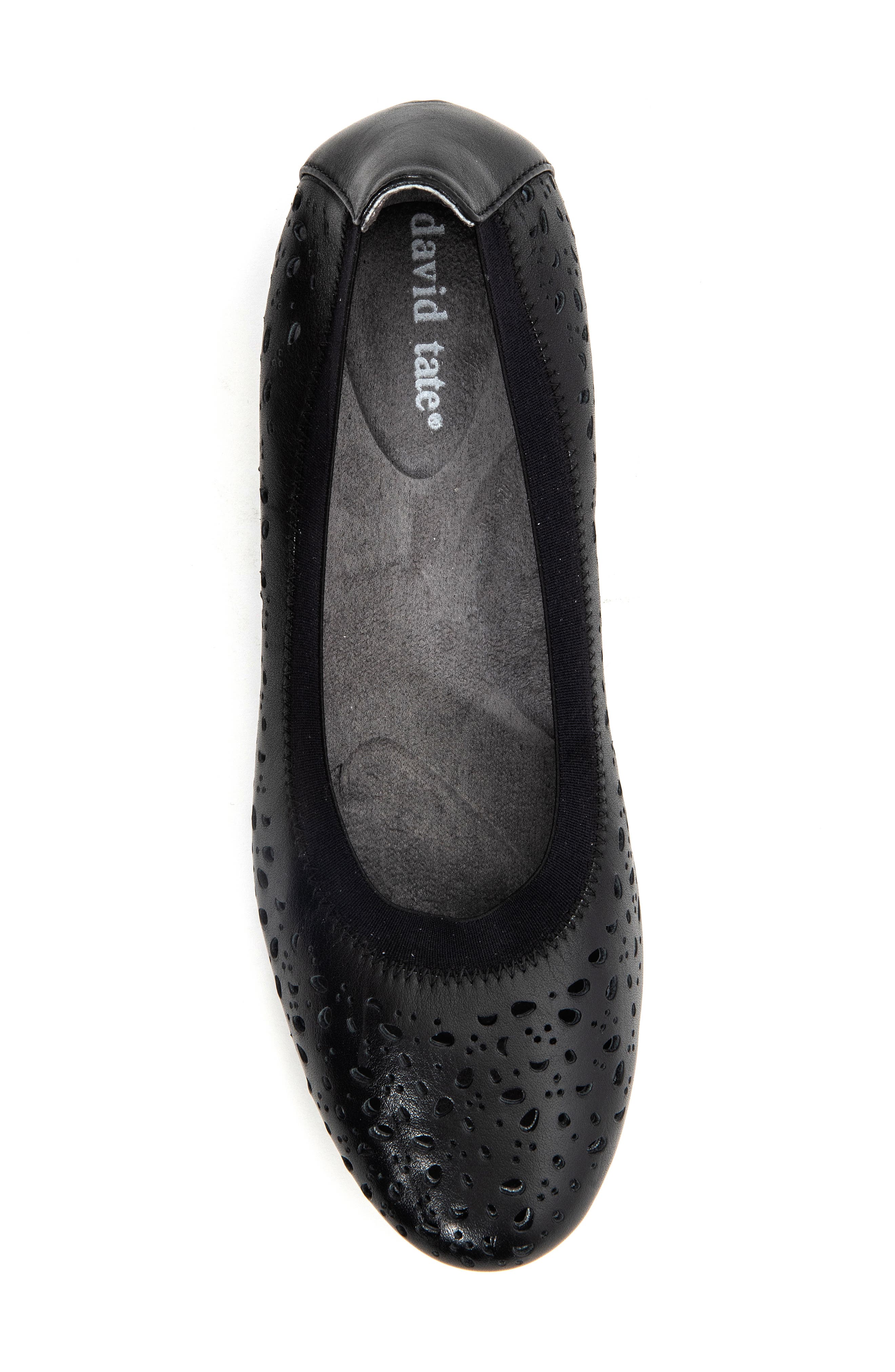 David Tate Laser Cut Ballet Flat, Alternate, color, Black Calf