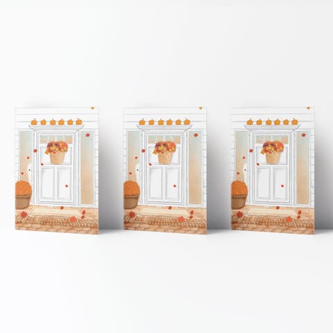 Ghost Front Door Fall/Autumn Greeting Card Pack Sets (3 ct)