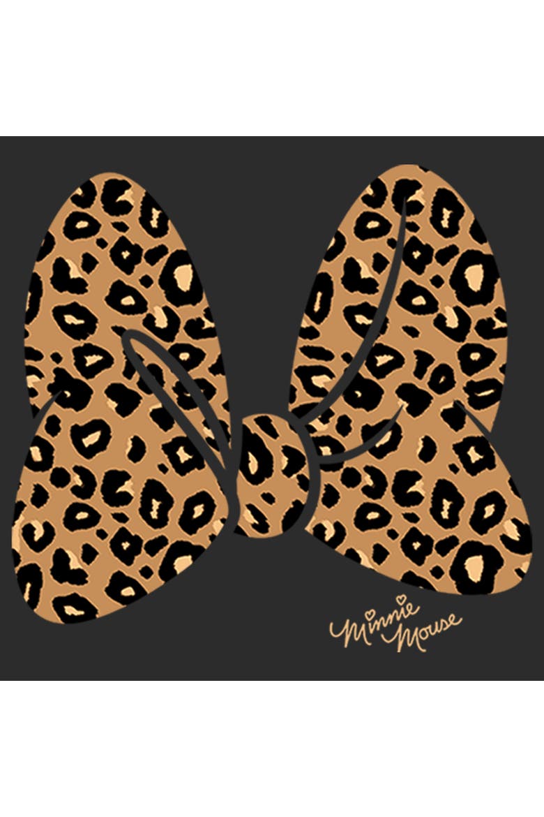 Women's Mickey & Friends Cheetah Print Minnie Mouse Bow  Graphic T-Shirt, Alternate, color, Black