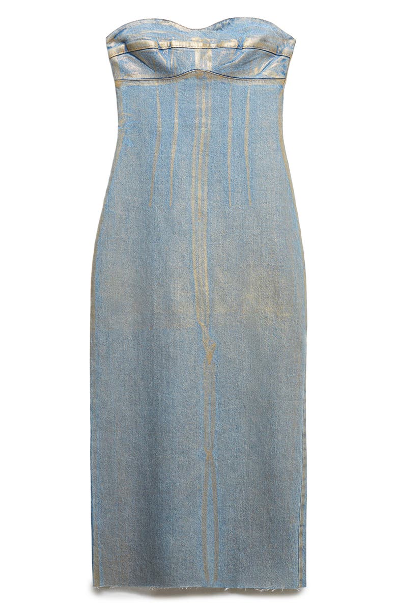 MANGO Strapless Denim Midi Dress, Alternate, color, 