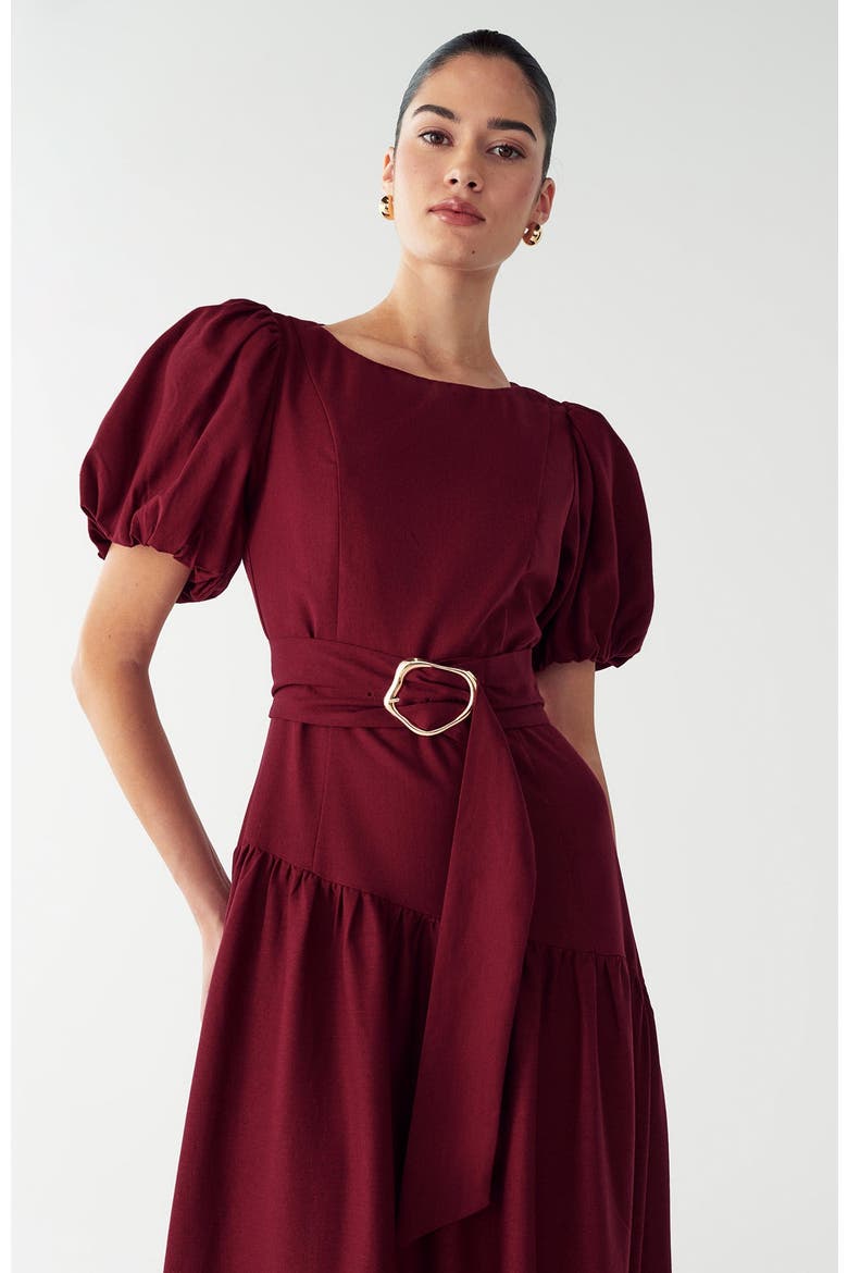 Elona Midi Dress, Alternate, color, Burgundy