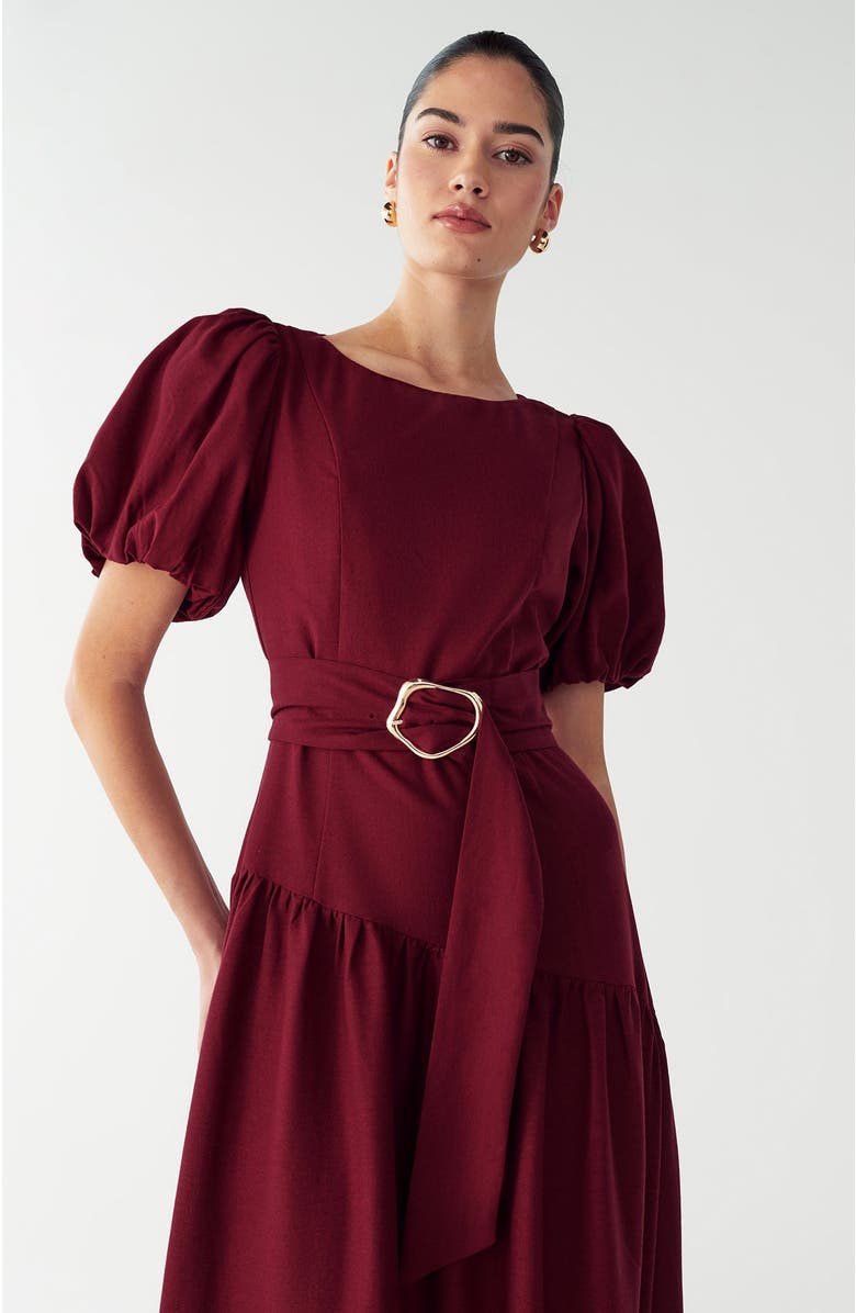 WILLA Elona Midi Dress, Alternate, color, Burgundy