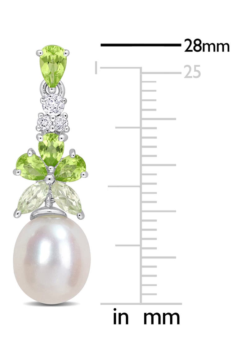 Semiprecious Stone & Cultured Pearl Drop Earrings, Alternate, color, GREEN