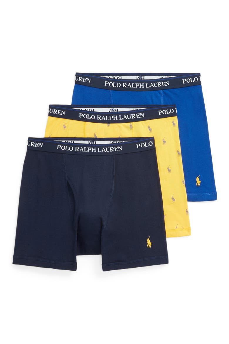 Assorted 3-Pack Cotton Boxer Briefs, Alternate, color, NAVY YELLOW ROYAL