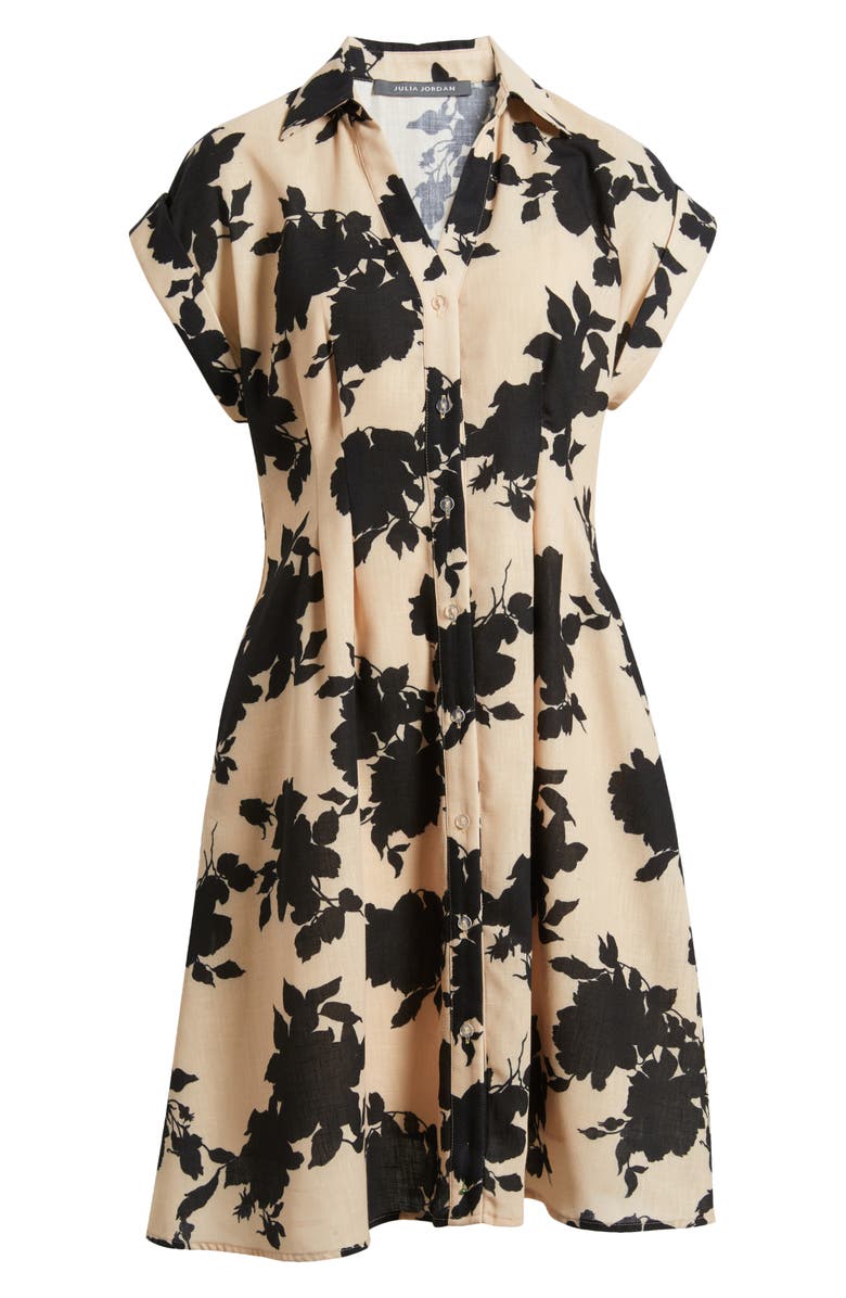 Julia Jordan Print Shirtdress, Alternate, color, Black/ Tan