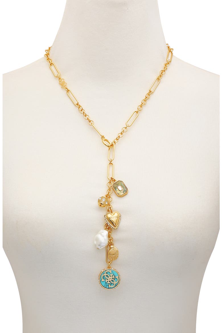 Charm Lariat Necklace, Alternate, color, GOLD TONE