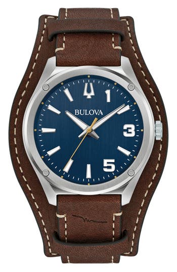Bulova Marc Anthony Series Sport Classic Leather Strap Watch, 41mm