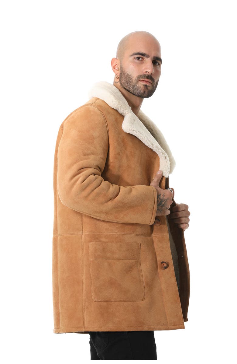 Furniq UK William Suede Shearling Coat, Alternate, color, Whiskey