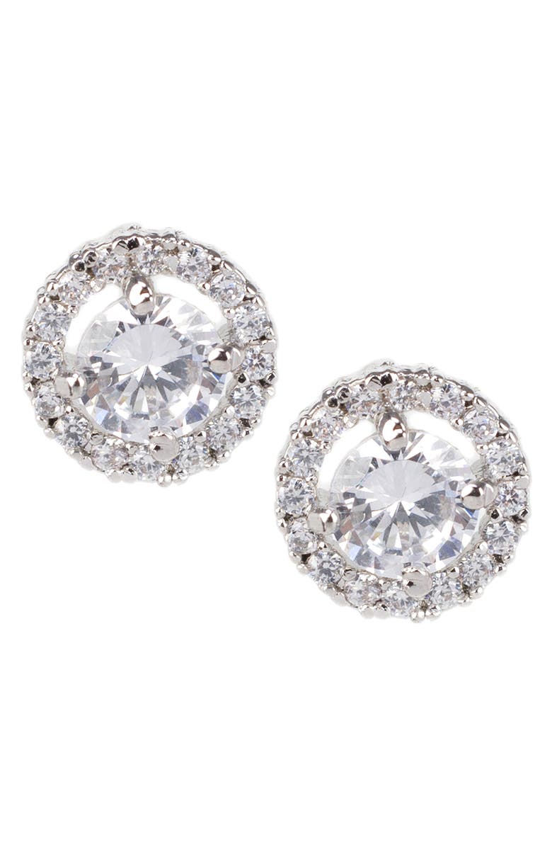 JARDIN Pear CZ Stud Earrings, Main, color, Clear Silver