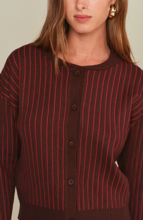 Deluc Moe Stripe Cardigan In Burgundy