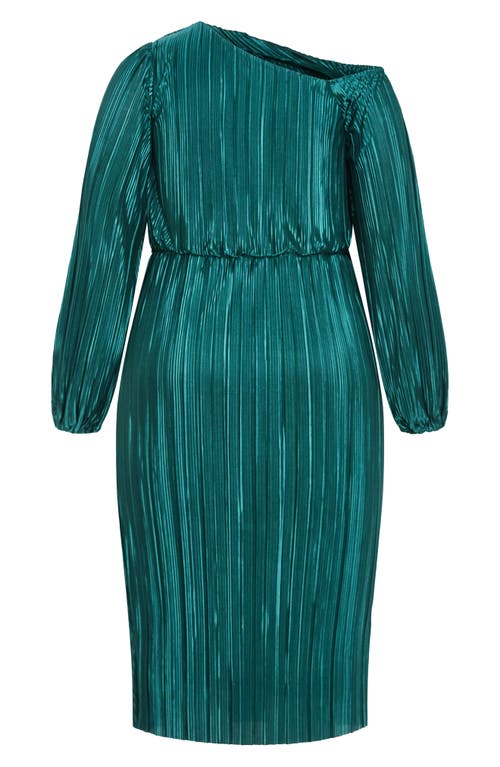 City Chic Jay Long Sleeve Midi Dress In Green