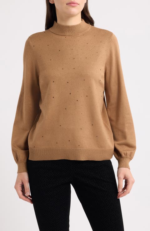 Stud Mock Neck Sweater