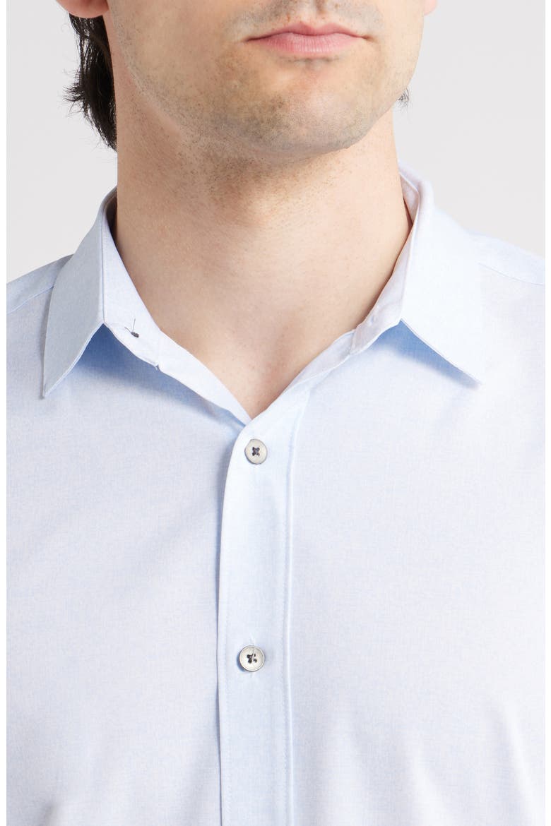 Trim Fit Short Sleeve Performance Button-Up Shirt, Alternate, color, LIGHT BLUE
