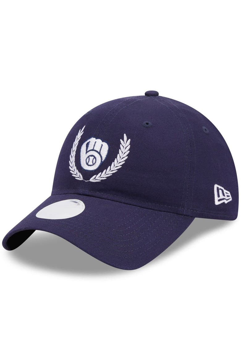 Women's New Era Navy Milwaukee Brewers Leaves 9TWENTY Adjustable Hat, Main, color, Navy