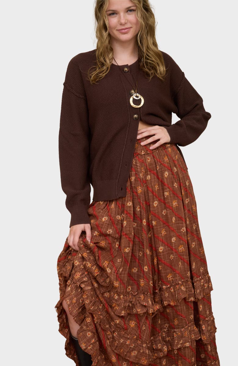 Blu Pepper Button Down Cardigan, Alternate, color, Chocolate