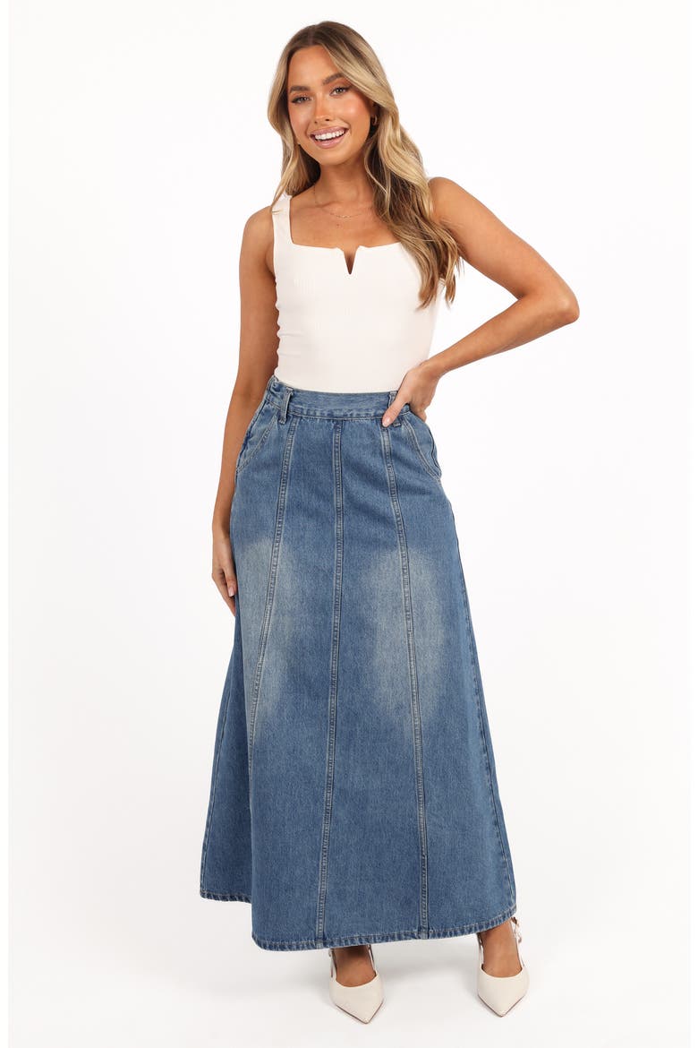 Gwen Paneled Denim Maxi Skirt, Alternate, color, MID WASH DENIM