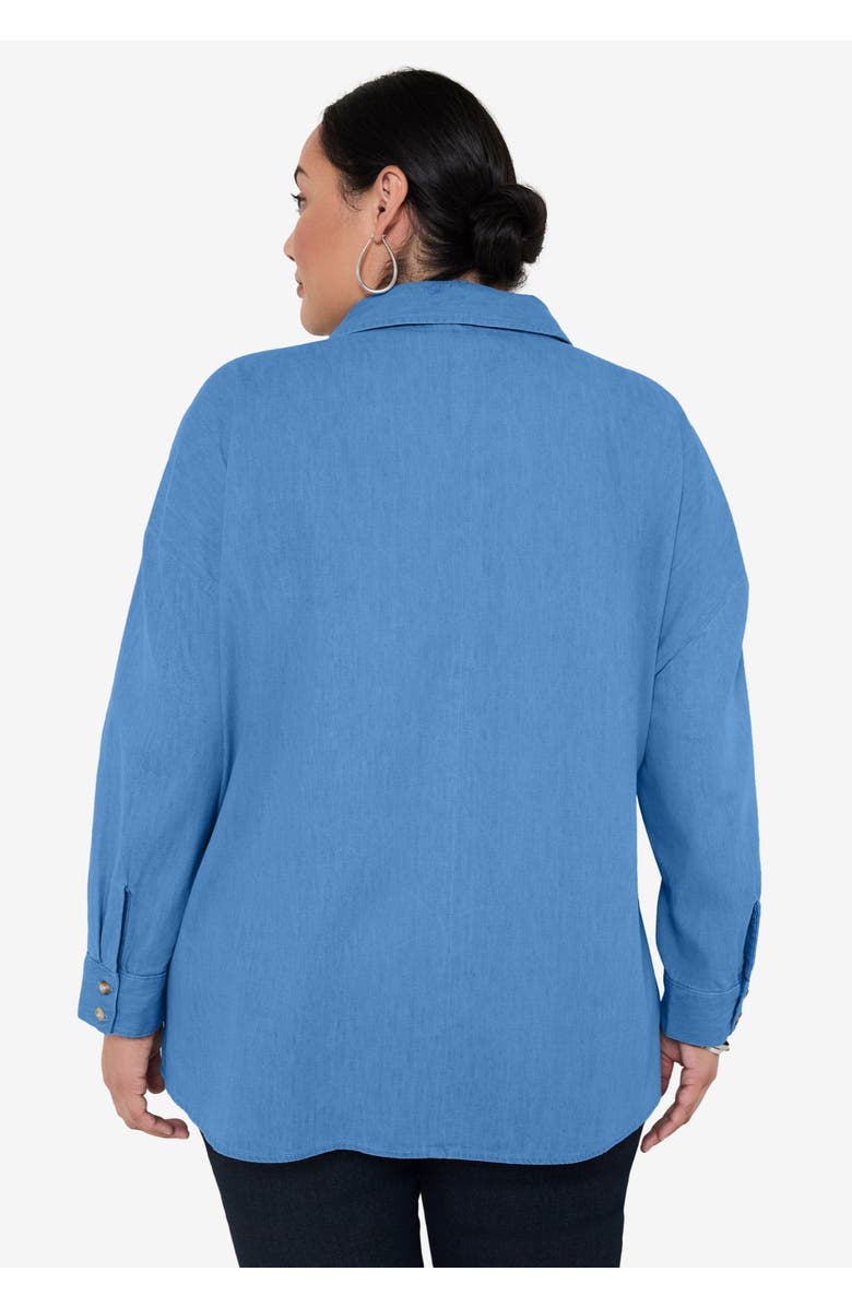 June + Vie Chambray Blouse, Alternate, color, Vintage Medium Wash