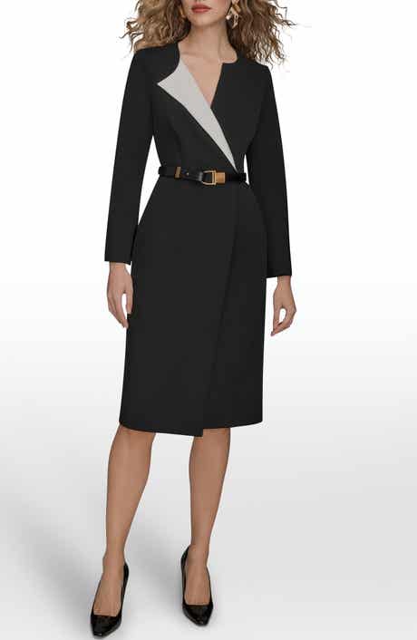Asymmetric Collar Long Sleeve Dress