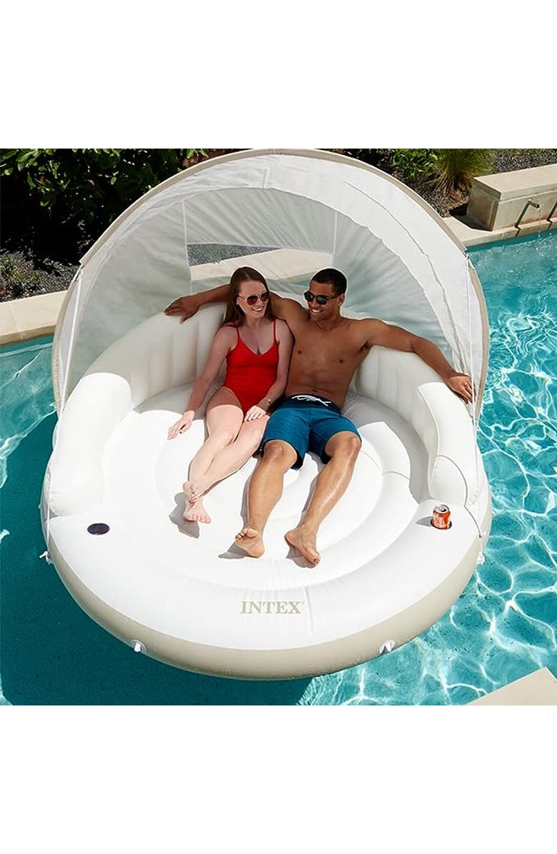 Intex Inflatable Canopy Island Float Lounge, Alternate, color, White