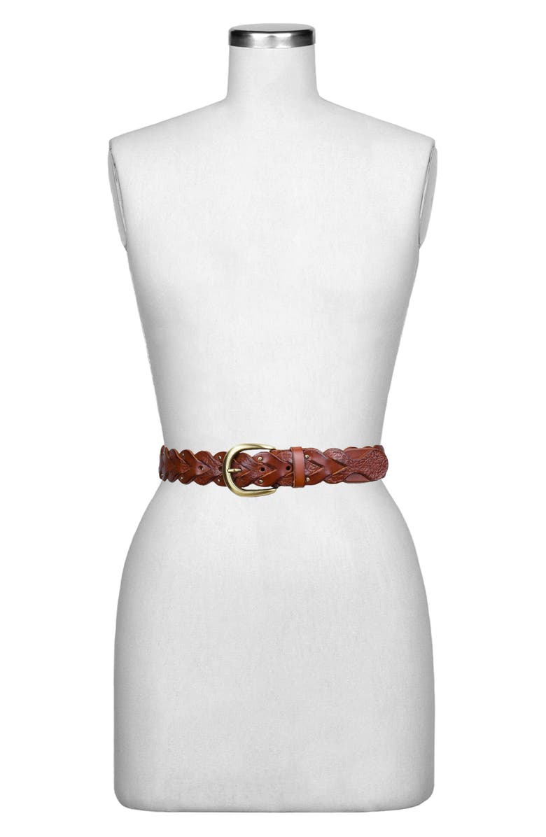 Patricia Nash Sassetta Woven Leather Belt, Alternate, color, Tan