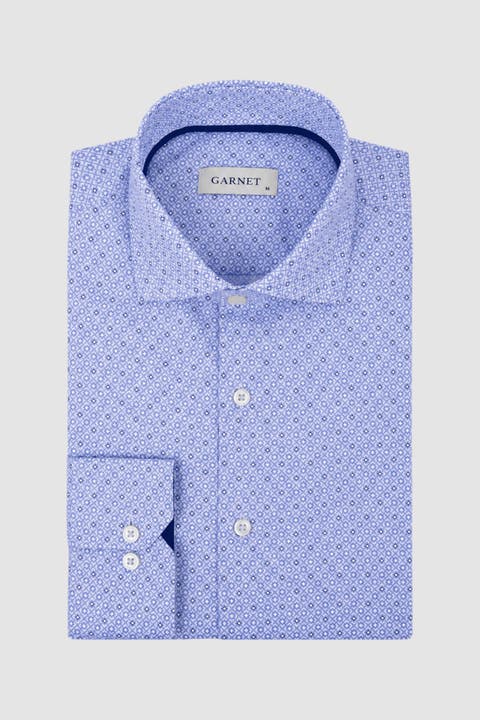 Men's Regular-fit Micro-print Long-sleeve Shirt
