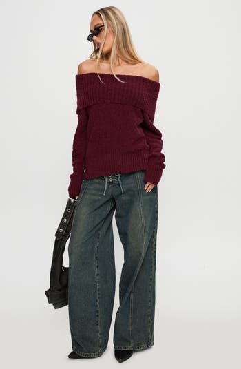 Parkley Off the Shoulder Bouclé Sweater