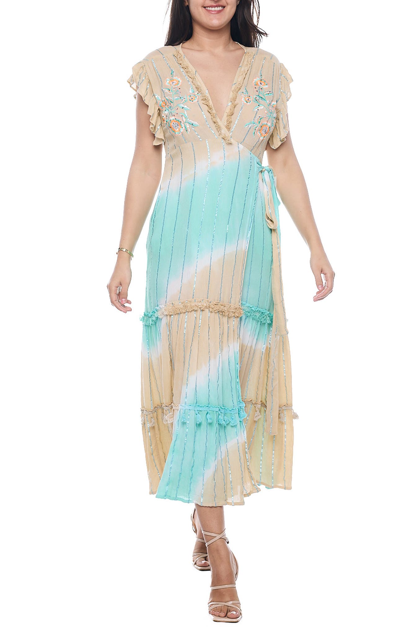 RANEES Surplice Wrap Maxi Dress
