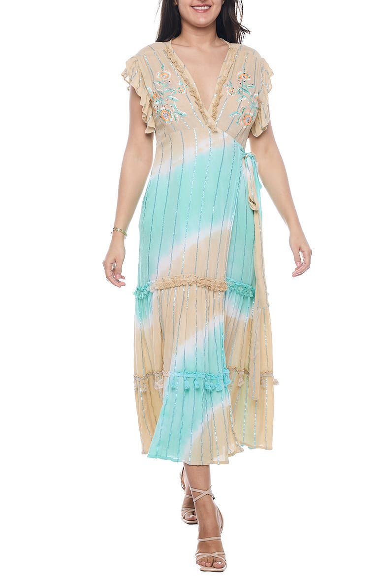 Surplice Wrap Maxi Dress, Main, color, NATURAL