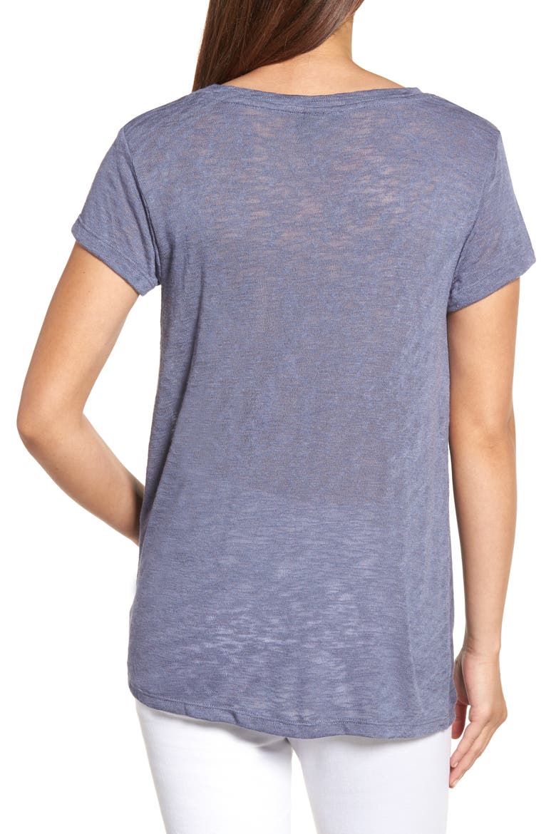 Jessica Twist Hem Slub Tee, Alternate, color, GREY