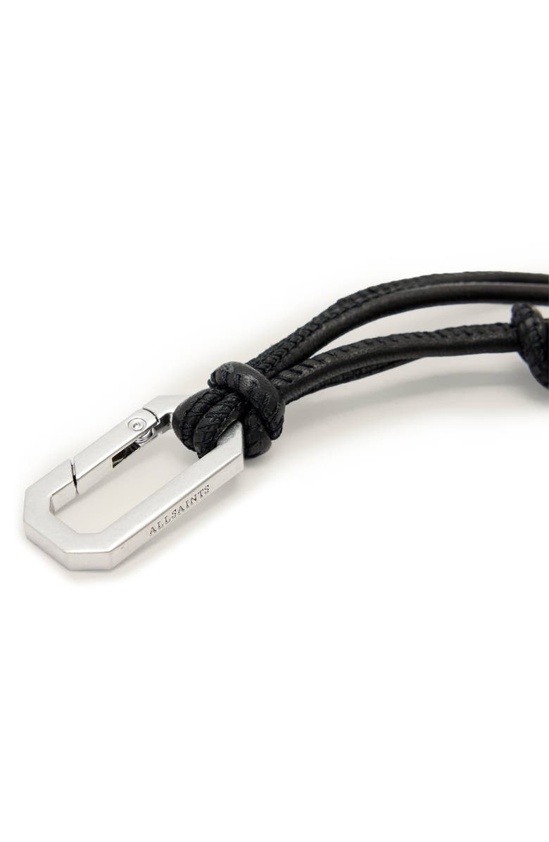 AllSaints Leather Cross Keyring, Alternate, color, 